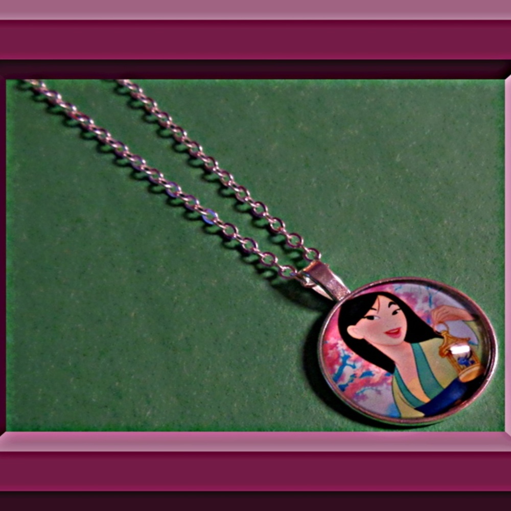 Disney Mulan Inspired Necklace Silver Tone
